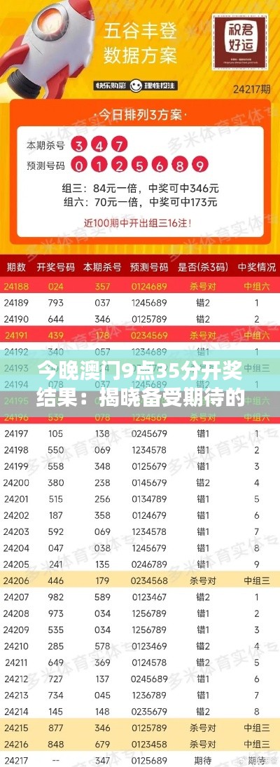 今晚澳门9点35分开奖结果:揭晓备受期待的幸运得主