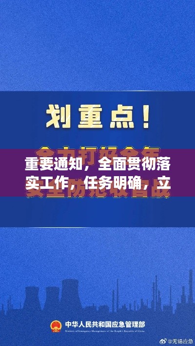 重要通知,全面贯彻落实工作,任务明确,立即行动!