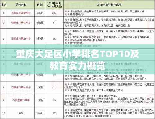 重庆大足区小学排名TOP10及教育实力概览
